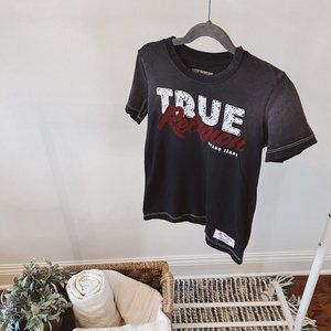 True Religion Boys Short Sleeve Crew Neck Tee - Red and White Graphic Logo - M